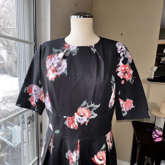 NWT Brooks Brothers Ponte Rose Dark Navy Party Dress Fit Flare Size 10 $228 - Picture 3 of 16